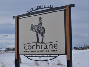 Town of Cochrane sign west of Calgary, Alta. on Tuesday January 14, 2014.