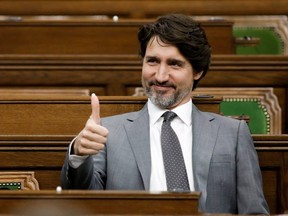 Canada's Prime Minister Justin Trudeau attends a meeting of the special committee on the COVID-19 pandemic in the House of Commons on Parliament Hill in Ottawa, Ontario, Canada on Wednesday, April 29, 2020.