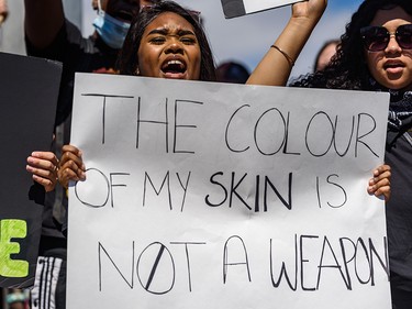 Thousands of people gathered in Poppy Plaza to protest against racism and police brutality on Wednesday, June 3, 2020. The global protests which started from the U.S. were ignited after death of George Floyd, who was killed by the police in Minneapolis. Azin Ghaffari/Postmedia