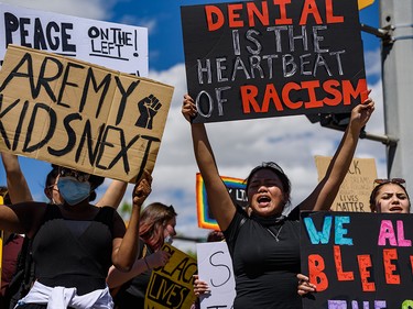 Thousands of people gathered in Poppy Plaza to protest against racism and police brutality on Wednesday, June 3, 2020. The global protests which started from the U.S. were ignited after death of George Floyd, who was killed by the police in Minneapolis. Azin Ghaffari/Postmedia