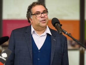 Mayor Naheed Nenshi speaks to the media about Canada Day celebrations in Calgary on Monday, June 29, 2020.