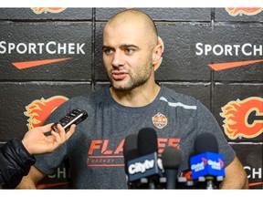 Calgary Flames captain Mark Giordano provides an update after his best friend and teammate TJ Brodie collapsed on the ice in November 2019. Azin Ghaffari/Postmedia