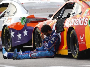 Bubba Wallace, driver of the McDonald's Chevrolet, sits on the grid after the NASCAR Cup Series Folds of Honor QuikTrip 500 at Atlanta Motor Speedway on June 7, 2020 in Hampton, Georgia.