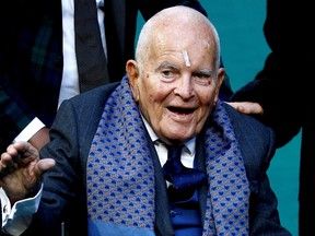 Actor Sir Ian Holm arrives for the premiere of "Tolkien" at the Curzon Mayfair, in London, Britain April 29, 2019.