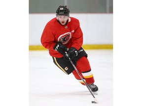 Calgary Flames draft pick Jakob Pelletier works out on ice during the team's development camp at WinSport in Calgary on Thursday, July 4, 2019. Jim Wells/Postmedia