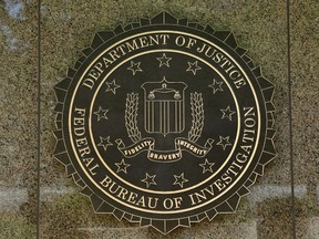 The FBI seal is seen outside the headquarters building in Washington, D.C. on July 5, 2016.