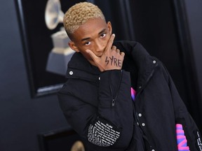 Jaden Smith arrives for the 60th Grammy Awards on January 28, 2018, in New York.