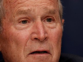 Former U.S. president George W. Bush speaks during the Bloomberg Global Business Forum in New York City, Sept. 25, 2019.