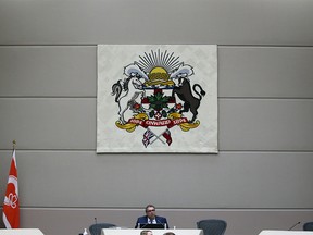 Calgary Mayor Naheed Nenshi was the only member of council in council chambers on Monday, April 6, 2020.