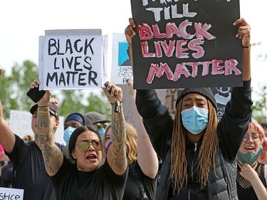 Several thousand Calgarians participated in an anti-racism rally in downtown Calgary on Monday, June 1, 2020.  Gavin Young/Postmedia