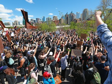 A large Black Lives Matter rally and march drew several thousand Calgarians on Wednesday, June 3, 2020. The protesters rallied at Poppy Plaza on Memorial drive before marching to City Hall.  Gavin Young/Postmedia