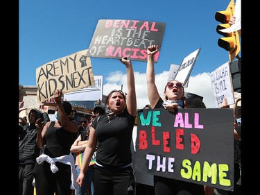 A large Black Lives Matter rally and march drew several thousand Calgarians on Wednesday, June 3, 2020. The protesters rallied at Poppy Plaza on Memorial drive before marching to City Hall.  Gavin Young/Postmedia