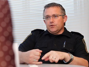 Graham Abela, chief of police in Taber, speaks to media in 2016. He is co-author of a study on school resource officers and school-based violence published this year.