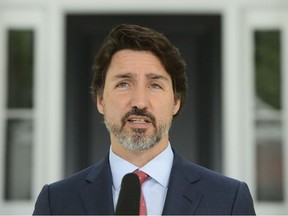 Prime Minister Justin Trudeau holds a press conference from Rideau Cottage amid the COVID-19 pandemic in Ottawa on Tuesday, June 16, 2020.