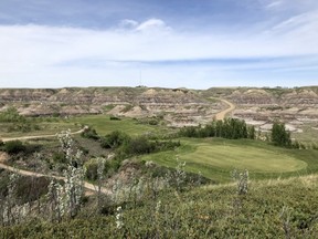 After a tree-lined front nine, the back-side at Dinosaur Trail Golf Club plays atop the hoodoos in Drumheller, Alta. The 18-hole hangout is just down the road from the world-Famous Royal Tyrrell Museum (Wes Gilbertson/Postmedia)