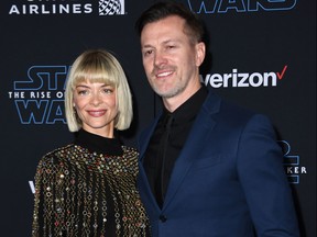 Jaime King and husband U.S. filmmaker Kyle Newman arrive for the world premiere of Disney's "Star Wars: Rise of Skywalker" at the TCL Chinese Theatre in Hollywood, Calif., on Dec. 16, 2019.