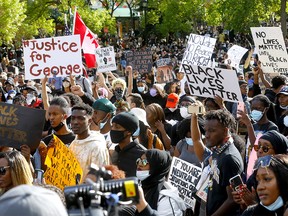 Thousands came out to the Black Lives Matter rally at Olympic Plaza in Calgary on Wednesday, June 3, 2020.