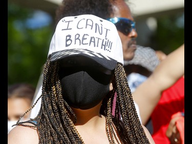 Thousands came out to the Black Lives Matter rally at Olypic Plaza including one arrest in Calgary on Wednesday, June 3, 2020. Darren Makowichuk/Postmedia