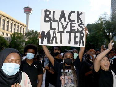 Thousands came out to the Black Lives Matters rally and candlelight vigil at Olympic Plaza in Calgary on Wednesday, June 3, 2020. Darren Makowichuk/Postmedia