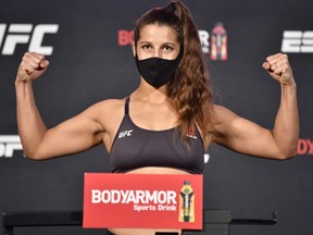 Felicia Spencer of Canada poses during weigh-ins for UFC 250 at the UFC APEX in Las Vegas.