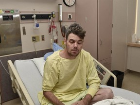 Court exhibit of Daniel Haworth in the hospital. Haworth was the victim of a severe beating by Calgary police officer Trevor Lindsay, who has been convicted of aggravated assault in the incident.