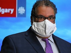 Calgary Mayor Naheed Nenshi speaks outside council chambers on Monday, July 20, 2020. City Council is considering whether to bring mandatory mask rules.