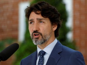 Prime Minister Justin Trudeau attends a news conference at Rideau Cottage, as efforts continue to help slow the spread of COVID-19, in Ottawa, June 22, 2020.