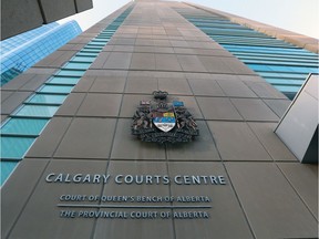 Outside the Calgary Courts Centre.