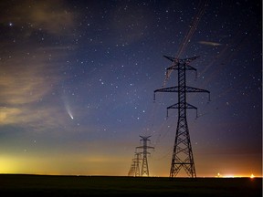 Sunrise is already starting to brighten the sky at around 3:30 a.m. west of Vulcan, Ab., on Monday, July 20, 2020.