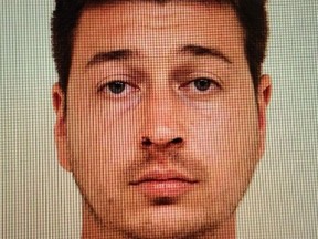 CP-Web. Tobias Charles Doucette is seen in this undated police handout photo. A manhunt is underway in Bridgewater, N.S., for a suspect accused of domestic assault and stabbing a police officer in the neck.
