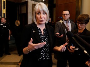 Minister of Health Patty Hajdu speaks to media on Parliament Hill in Ottawa, March 11, 2020.