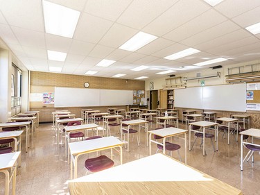 Pictured is a classroom in Henry Wise Wood High School that could accommodate a cohort of up to 38 students on Friday, August 28, 2020. Azin Ghaffari/Postmedia