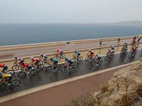 The pack rides during the 1st stage of the 107th edition of the Tour de France cycling race, 156 km between Nice and Nice, on Aug. 29, 2020.
