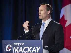 Conservative Party of Canada leadership candidate Peter MacKay speaks during the English debate in Toronto on Thursday, June 18, 2020.