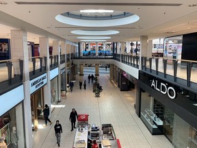 Chinook Centre Mall was mostly quiet as Calgarians heeded advice to socially distance themselves to help prevent the spread of COVID-19 on Tuesday, March 17, 2020.