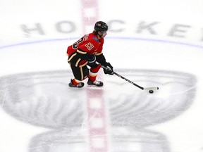 Calgary Flames Johnny Gaudreau skates in Game 4 of the NHL Western Conference first round against the Dallas Stars on Aug. 16, 2020.