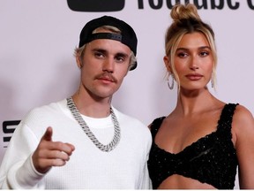 Singer Justin Bieber and his wife Hailey Baldwin pose at the premiere for the documentary television series "Justin Bieber: Seasons" in Los Angeles, California, U.S., January 27, 2020.