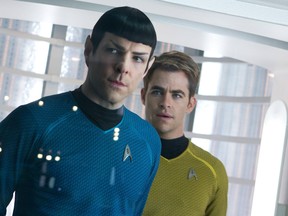 Zachary Quinto (Spock) and Chris Pine (Captain Kirk) in a scene from Star Trek. (Paramount Pictures)
