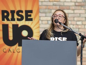 Calgary Arts Development President and CEO Patti Pon speaks during the Calgary Rise Up launch announcement on Thursday, August 13, 2020.
