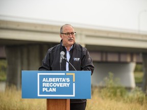 Richard Gotfried, MLA for Calgary-Fish Creek, speaks at the press conference regarding the improvements to Stoney Trail as part of Alberta's Recovery Plan on Friday, September 18, 2020. Azin Ghaffari/Postmedia