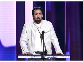 Nicolas Cage speaks onstage during the 2020 Film Independent Spirit Awards.