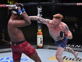 Ed Herman punches Mike Rodriguez in a light heavyweight fight during the UFC Fight Night event on Sept. 12, 2020 in Las Vegas. Jeff Bottari/Zuffa LLC via Getty Images