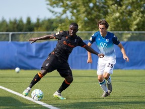 The HFX Wanderers’ Jake Ruby chases the ball in a match against Forge FC during the Canadian Premier League’s Island Games in Charlottetown, P.E.I., on Sept. 9. Canadian Premier League/Chant Photography