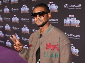 Singer Usher at the Los Angeles World Premiere of Marvel Studios' BLACK PANTHER at Dolby Theatre on January 29, 2018 in Hollywood, California.