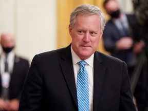 U.S. White House Chief of Staff Mark Meadows departs after President Donald Trump delivered remarks in honour of Bay of Pigs Veterans in the East Room of the White House in Washington, D.C., Wednesday, Sept. 23, 2020.