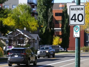 A speed limit sign in Calgary on Saturday, September 26, 2020.