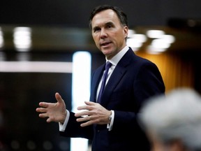 Then-Minister of Finance Bill Morneau speaks in the House of Commons on Parliament Hill in Ottawa, April 11, 2020.