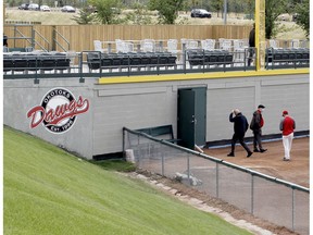 The new Core 4 Corner seating area is seen in the outfield at Seaman Stadium as The Okotoks Dawgs announce exciting developments for the upcoming 2021 WCBL season. Highlights include the Dawgs hosting the 2021 WCBL All-Star Game. Wednesday, September 2, 2020. Brendan Miller/Postmedia