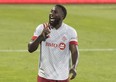 Toronto FC’s Jozy Altidore reacts after scoring during the second half against the Montreal Impact, in Montreal, Wednesday, Sept. 9, 2020.