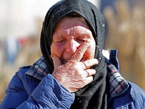 Gamra, the mother of Brahim Aouissaoui, who is suspected of carrying out the church attack in Nice, France, reacts at her home in Thina, Tunisia, October 30, 2020.